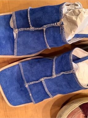 Miista Blue Suede Patchwork Slip-On Shoes